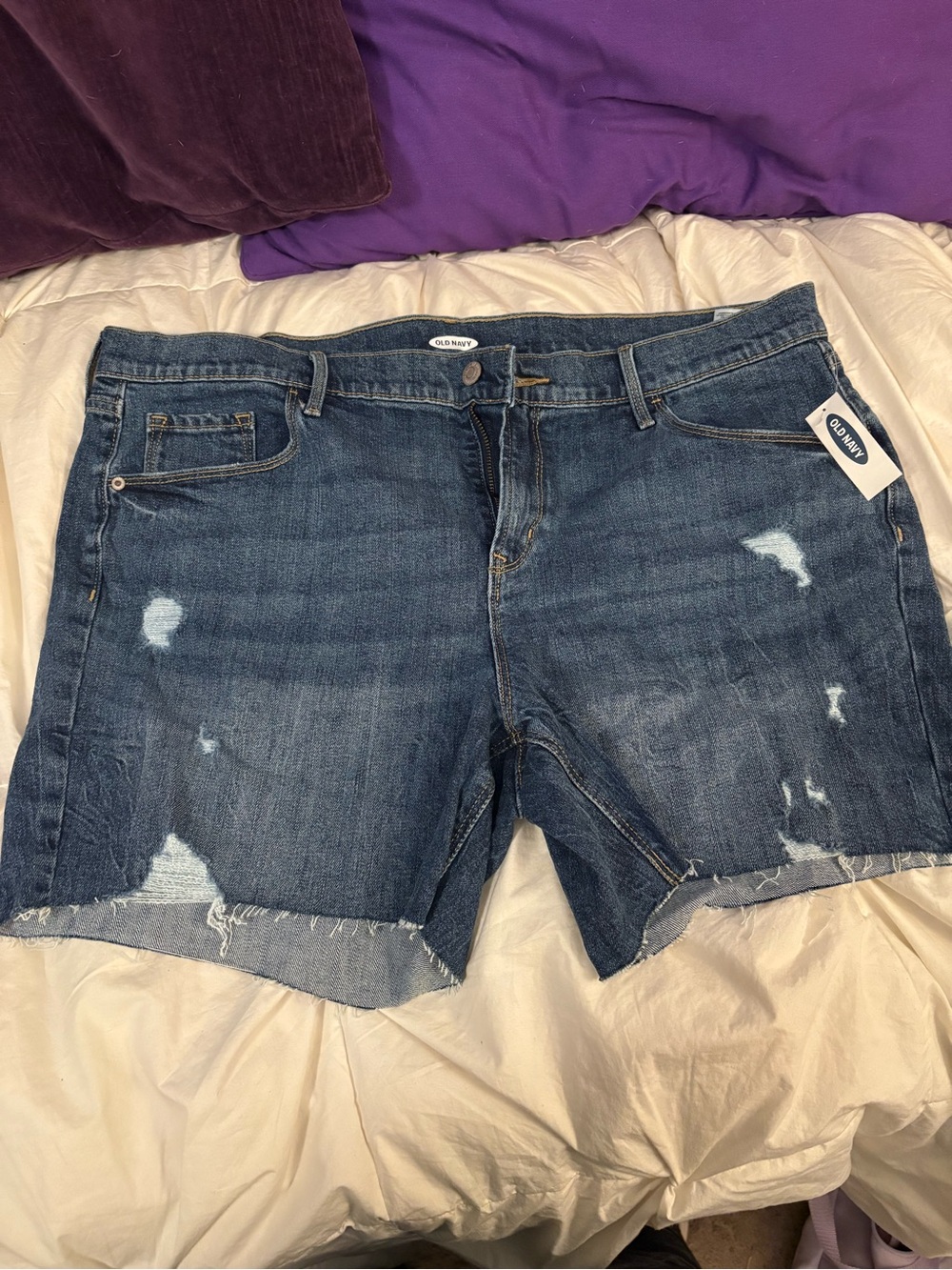Old Navy Women's Distressed Dark Blue Denim Shorts